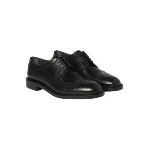 Hugo Boss Mens Kender Polished Leather Wingtip Brogues Shoes 10 Black NIB $485